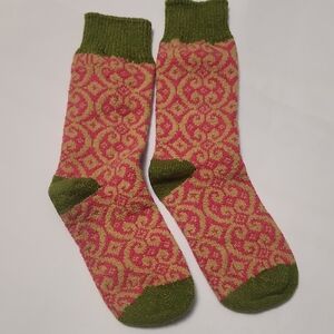 Side Kicks Kingsley Strawberry Fields  Pink and Green Patterned Socks